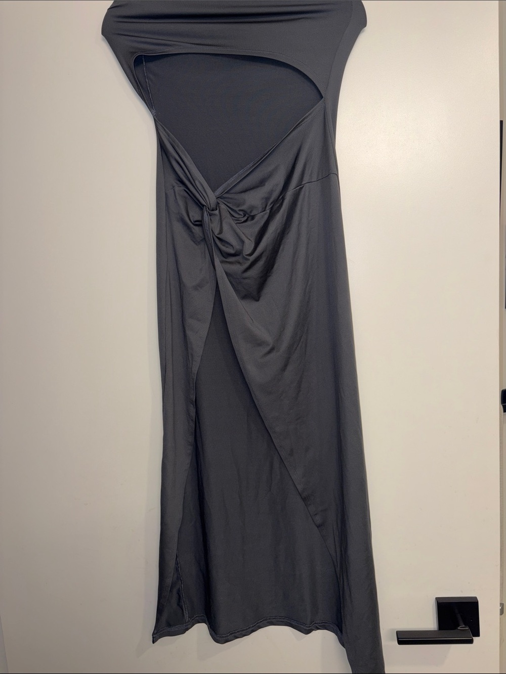 Women's Charcoal Gray Twist-Front Maxi Dress